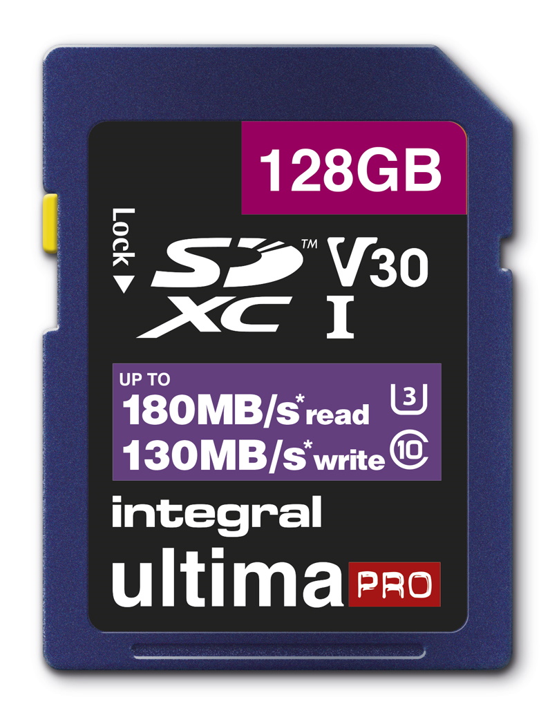 128GB Integral Ultima Pro SDXC Memory Card CL10 V30 UHI-I U3 180MB/sec